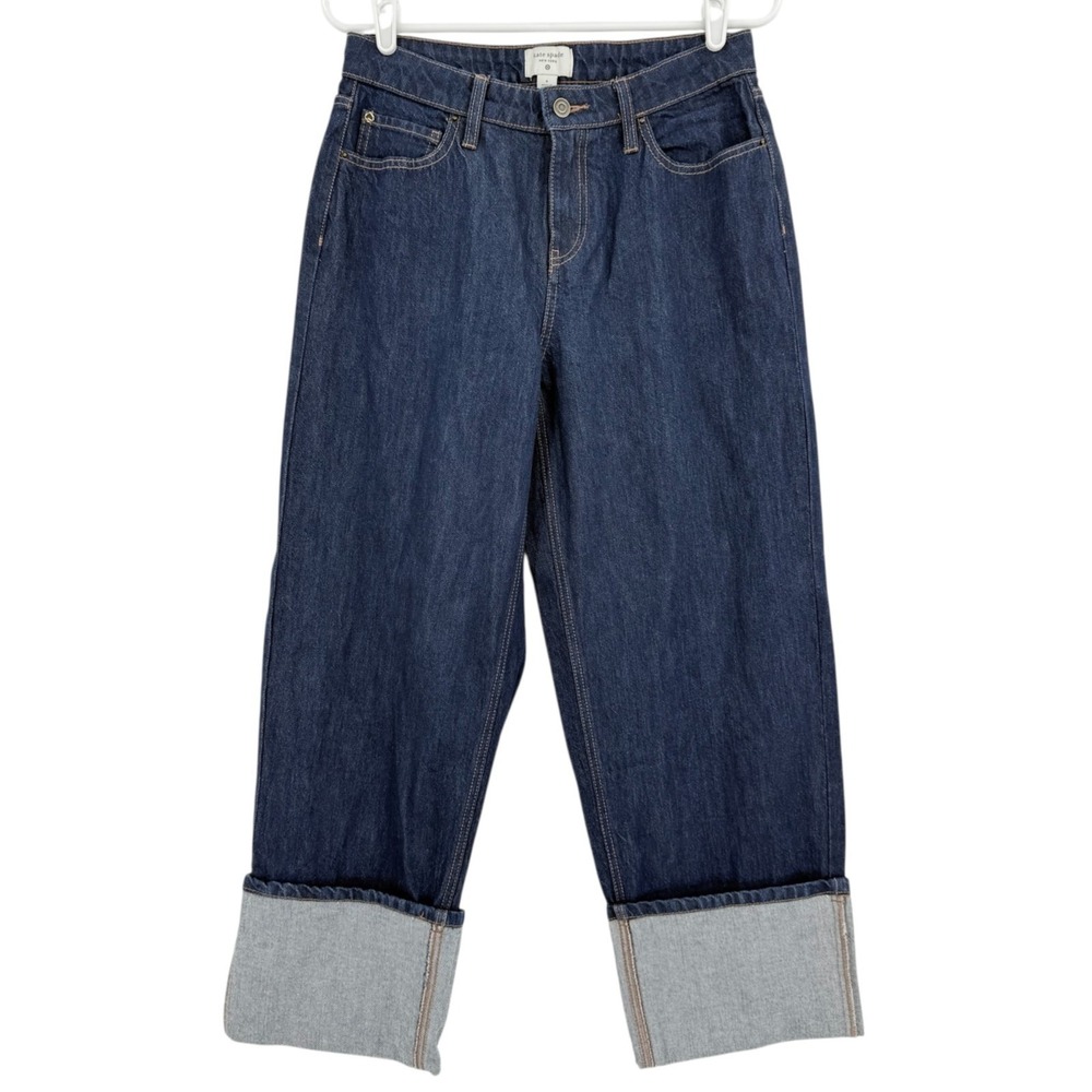 NWOT Kate Spade Target Women's Wide Leg Cuffed High Rise Denim Crop Jeans Size 6